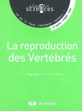 Couverture du produit · La reproduction des vertébrés, 1er cycle, prépas, PCEM