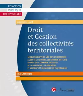 Couverture du produit · Droit et gestion des collectivités territoriales.