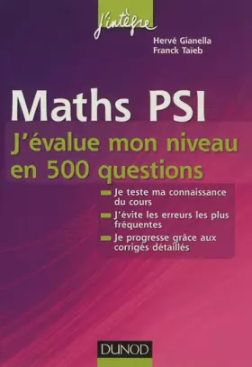 Couverture du produit · Maths PSI - J'évalue mon niveau en 500 questions