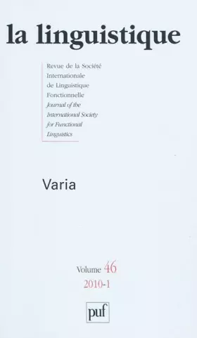 Couverture du produit · linguistique 2010, vol. 46 (1): Varia
