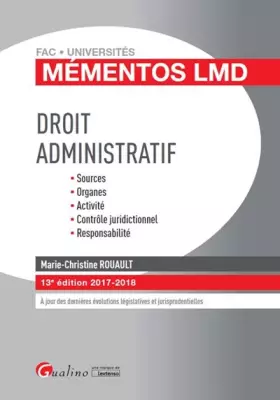 Couverture du produit · Droit administratif : Sources, organes, activité, contrôle juridictionnel, responsabilité