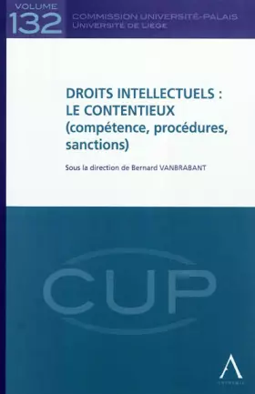 Couverture du produit · DROITS INTELLECTUELS : LE CONTENTIEUX (COMPÉTENCE, PROCÉDURES, SANCTIONS): SOUS LA DIRECTION DE BERNARD VANBRABANT