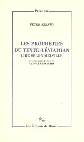 Couverture du produit · LES PROPHETIES DU TEXTE LEVIATHAN LIRE SELON MELVILLE