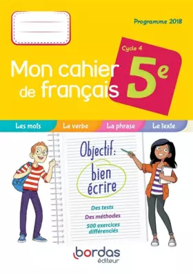 Couverture du produit · Mon cahier de français 5e
