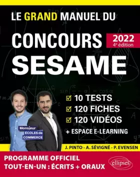 Couverture du produit · Le Grand Manuel du concours SESAME: 10 tests, 120 fiches, 120 vidéos de cours, 1 000 questions