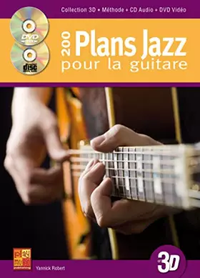 Couverture du produit · 200 plans jazz pour la guitare en 3D (1 Livre + 1 CD + 1 DVD)