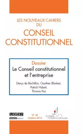 Couverture du produit · Les Nouveaux Cahiers du Conseil Constitutionnel N°49-2015