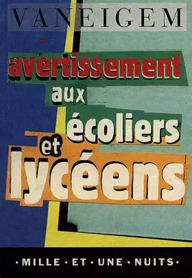 Couverture du produit · AVERTISSEMENT AUX ECOLIERS ET LYCEENS