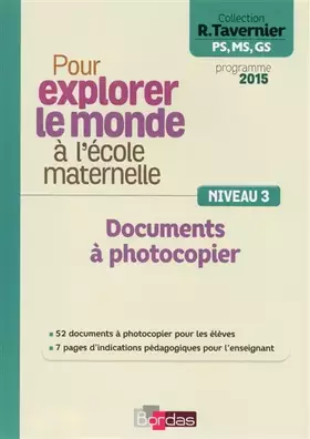 Couverture du produit · Pour explorer le monde à l'école maternelle Niveau 3