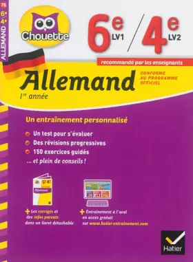 Couverture du produit · Allemand 1re année 6e LV1 /4e LV2: cahier de révision et d'entraînement