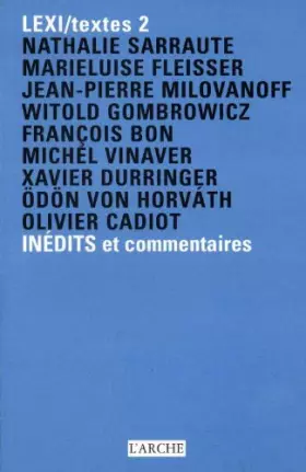 Couverture du produit · Lexi. Textes 2 : inédits et commentaires