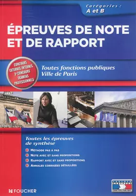 Couverture du produit · Epreuves de note et de rapport Toutes fonctions publiques catégories A et B