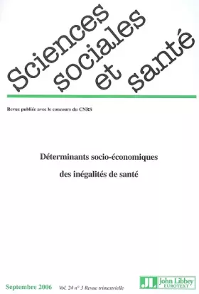 Couverture du produit · Revue sciences sociales et santé, N° 24, n°3, Septembr :