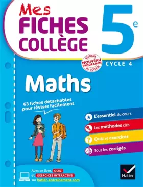 Couverture du produit · Mes fiches collège Maths 5e: 63 fiches de révisions
