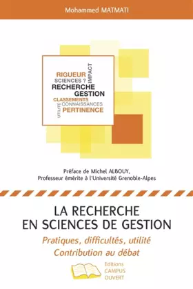 Couverture du produit · La recherche en sciences de gestion: Pratiques, difficultés, utilité Contribution au débat