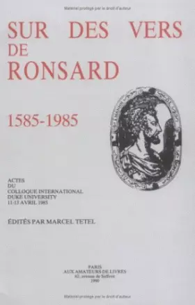 Couverture du produit · Sur des vers de Ronsard, 1585-1985 (Volume 1)