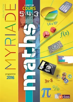Couverture du produit · Maths cycle 4 : Livret de cours 5e 4e 3e - Nouveau programme 2016