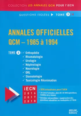 Couverture du produit · Annales officielles QCM 1985 à 1994 : Tome 3