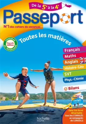 Couverture du produit · Passeport - Toutes les matières - De la 5e à la 4e - Cahier de vacances 2024