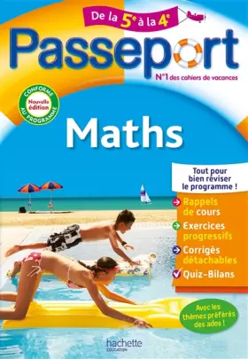Couverture du produit · Passeport - Maths - De la 5e à la 4e - Cahier de vacances 2024