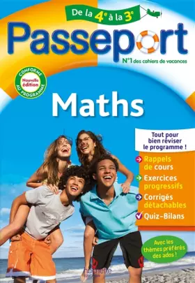 Couverture du produit · Passeport Maths De la 4e à la 3e - Cahier de vacances 2023