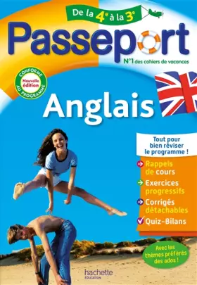 Couverture du produit · Passeport - Anglais - De la 4e à la 3e - Cahier de vacances 2024