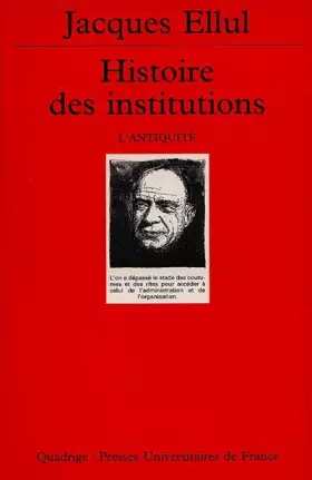 Couverture du produit · Histoire des institutions, tome 1 : L'Antiquité