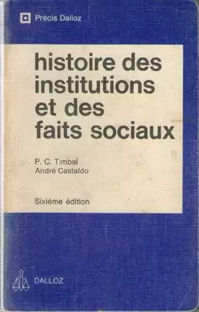 Couverture du produit · Histoire des institutions publiques et des faits sociaux