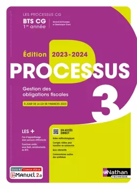 Couverture du produit · Processus 3 - Gestion des obligations fiscales - BTS CG 1re année - Coll. Les Processus CG