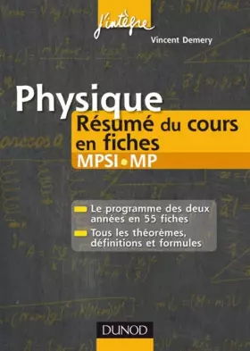 Couverture du produit · Physique Résumé du cours en fiches MPSI-MP