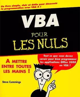 Couverture du produit · VBA pour les nuls. A mettre en toutes les mains !