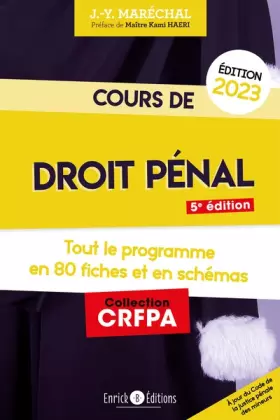 Couverture du produit · Cours de droit pénal 2023: Tout le programme en 80 fiches