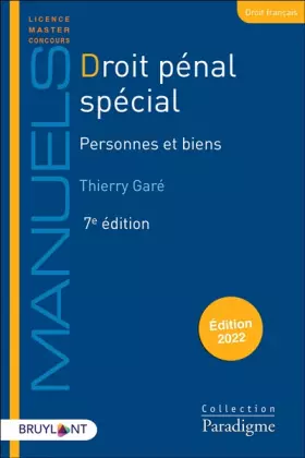 Couverture du produit · Droit pénal spécial