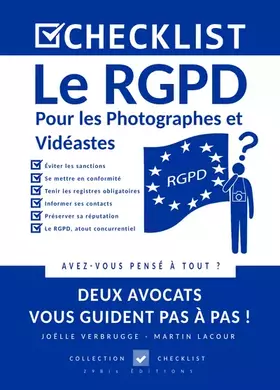 Couverture du produit · CHECKLIST Le RGPD pour les Photographes et vidéastes