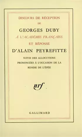 Couverture du produit · Discours de réception à l'Académie française et réponse d'Alain Peyrefitte