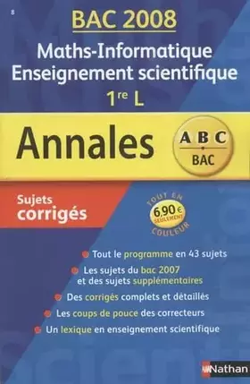 Couverture du produit · Maths-Informatique Enseignement scientifique 1e L: Sujets corrigés