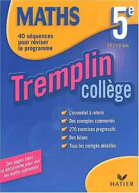Couverture du produit · Tremplin Collège : Mathématiques, 5e - 12-13 ans