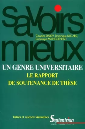 Couverture du produit · Un genre universitaire : le rapport de soutenance de thèse