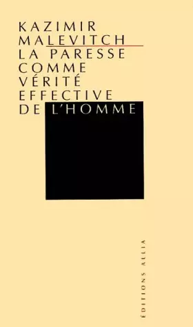 Couverture du produit · La Paresse comme vérité effective de l'homme