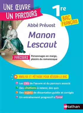 Couverture du produit · Analyse et étude de l'oeuvre - Manon Lescaut de l'Abbé Prévost - BAC Français 1re 2026 - Parcours associé Personnages en marge,