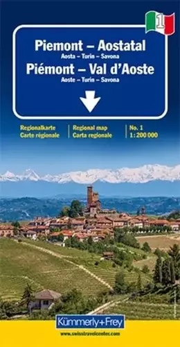 Couverture du produit · Piemont - Aostatal: Aosta-Turin-Savona. Reisekarte Nr. 1. Massstab 1:200000 (Kümmerly+Frey Regional-Strassenkarte, Band 1)