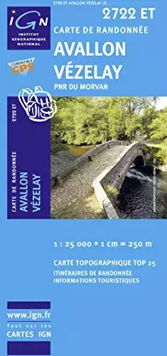 Couverture du produit · TOP 25, 1:25000. 2722 et, Avallon, Vézelay, PNR du Morvan