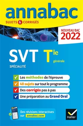 Couverture du produit · Annales du bac Annabac 2022 SVT Tle générale (spécialité): méthodes & sujets corrigés nouveau bac
