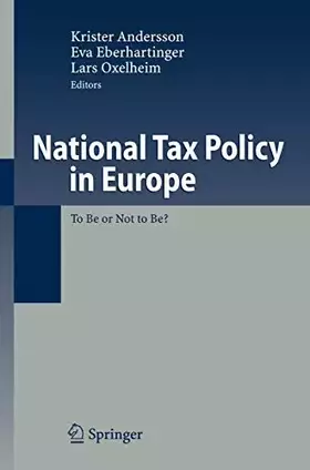 Couverture du produit · National Tax Policy in Europe: To Be or Not to Be?