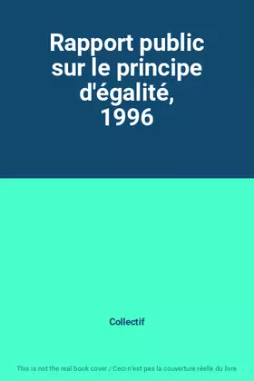 Couverture du produit · Rapport public sur le principe d'égalité, 1996