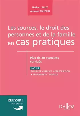 Couverture du produit · Sources, le droit des personnes et de la famille en cas pratiques