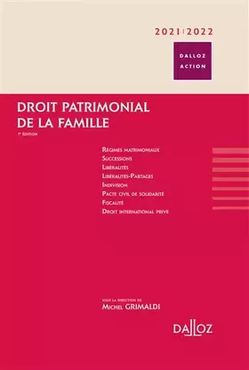 Couverture du produit · Droit patrimonial de la famille 2021/2022. 7e éd.