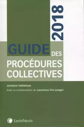 Couverture du produit · Guide des procédures collectives 2018