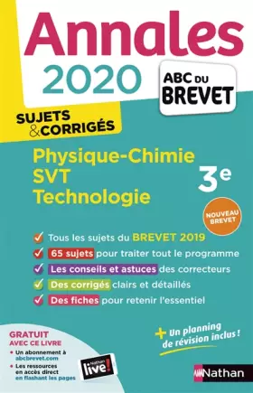 Couverture du produit · Annales ABC du Brevet 2020 Physique-Chimie-SVT-Techno