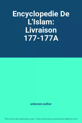 Couverture du produit · Encyclopedie De L'Islam: Livraison 177-177A